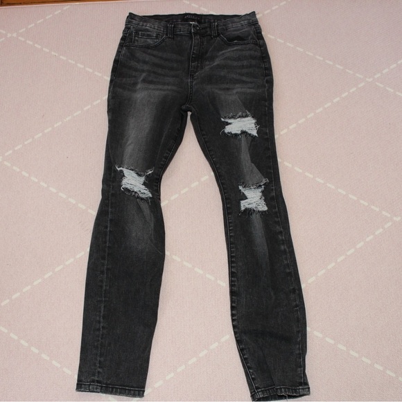 Maverick The Collection Women’s Black Jeans Ripped 7/W28 Trendy - Picture 1 of 4